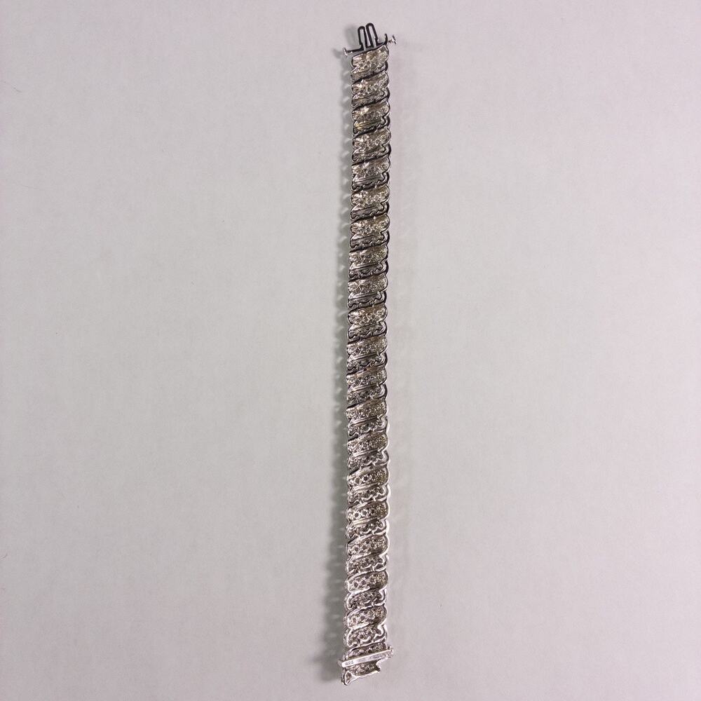 JWBR Renaissance 925 Sterling Silver and Diamond Tennis Bracelet 7.25 " w/Box - Picture 7 of 10